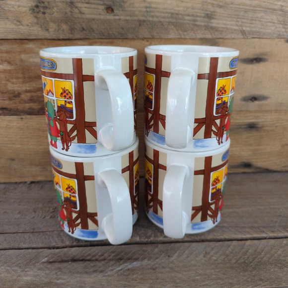 Vintage Set of Four Grant Howard The Toy Maker Christmas Holiday Mugs Korea - Picture 5 of 9